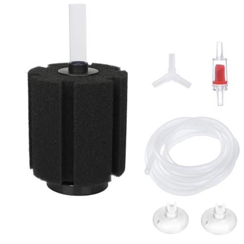 Aquarium Bio Sponge Filter Kit with Air Tubing, Suction Cups, Check Valves for 55 Gallon Breeding Fry Betta Shrimp Fish Tank - size: Medium For 20-50 Gal