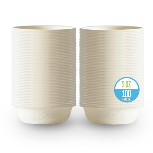 Pet Food and Water Cups, No More Soaking Dishes, Fits on Slim Ledges, No Food Leftover, No Plastic Leftover, Add to Compost or Isopod Tub, Suitable for Gecko Tanks (2 oz, 100 Pack)