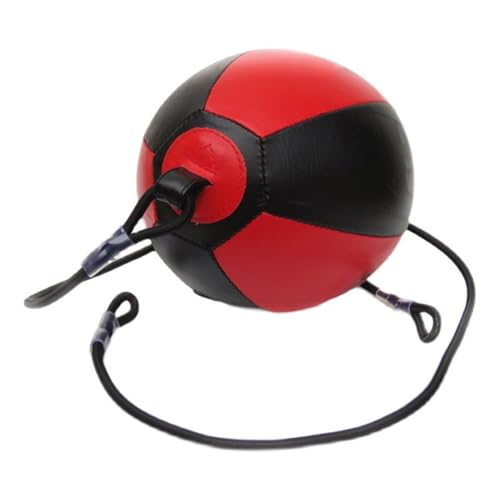 Double End Bag PU Leather Boxing Punching Bag | Includes Carabiners, Needle, Air Pump, Boxing Equipment Enhances Reaction, and Hand Eye Coordination Training - color: Red
