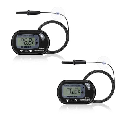 Aquarium Thermometer with Large LCD Display Fahrenheit/Celsius(℉/℃) Fish Tank Thermometer for Aquarium Reptile Terrarium Digital Water Thermometer with Suction Cup(2 Pack) - size: 2 Pack