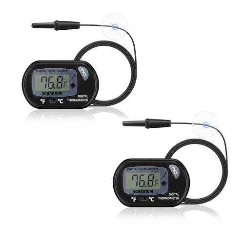 Aquarium Thermometer with Large LCD Display Fahrenheit/Celsius(℉/℃) Fish Tank Thermometer for Aquarium Reptile Terrarium Digital Water Thermometer with Suction Cup(2 Pack) - size: 2 Pack