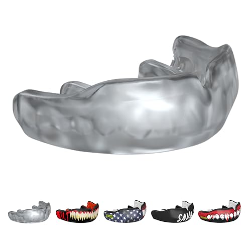 DAMAGE CONTROL Custom Fit Sports Mouthguard – Clear – 2-Week Process | Dentist-Designed, Boil & Bite Impression Kit, 2-Week Process, Hand-Fabricated Custom Fit, 3D Scan for Easy Reorders - color: Clear