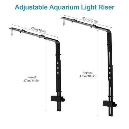Adjustable Aquarium Light Riser, Universal Aquarium Light Holder for Fish Tank LED Lamps and Aquarium Plant Light, 2.8mm Aluminum (Black)