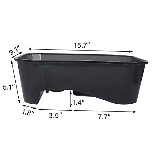 Plastic Turtle Tank Reptile Habitat Pet Terrariums Turtles Tank Aquarium Terrapin Topper Basking with Platform Plants,Durable,Safe, Non-Toxic(Black) - color: Black