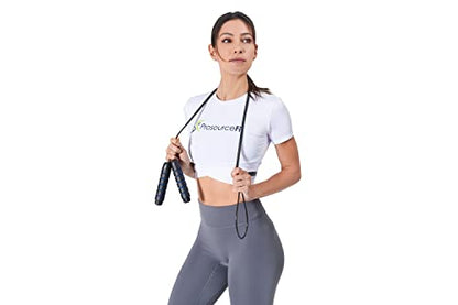 ProsourceFit Speed Jump Rope up to 8 Foot Adjustable Length for Men and Women, Foam Handles, Ultra Light Rope for Boxing, Jumping Exercises and Cardio Workout - color: Blue