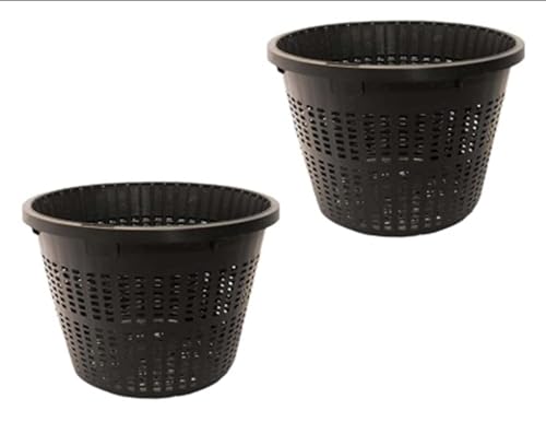 Pond H2o 8" (20cm) Round Water Garden Aquatic Plastic Mesh Pond Plant Flower Basket, Value 2 Pack, Planting Lily Pot Bin, Slotted Mesh Net Planter Pots Baskets Aquaponics, Hydroponics