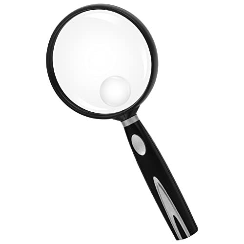 Handheld Reading Magnifier, 10X Magnifier, 75mm Shatterproof Lens, Non-Slip Handle for Adults Close Work, Seniors Reading and Nature Exploration, Hobby Observation(Silver)