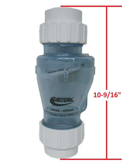 Valterra 200-CU20 PVC Swing/Spring Combination Check Valve, Clear, 2" Union