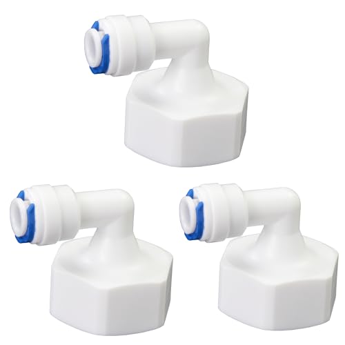 VistaraEonova 3/4"F to 1/4" Tube Elbow Push-Fit Adapter, 3 Pcs | Plastic dual connector for garden hoses, RO filter hoses, pre-purifiers & water purifiers.