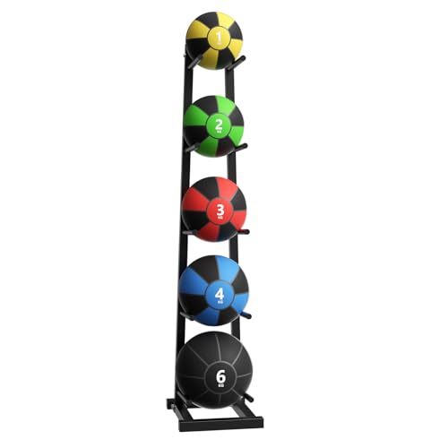 AQQHSAIN Medicine Ball Rack Adjustable Ball Tree 5-Layer Storage Exercise Holder for Strength Training