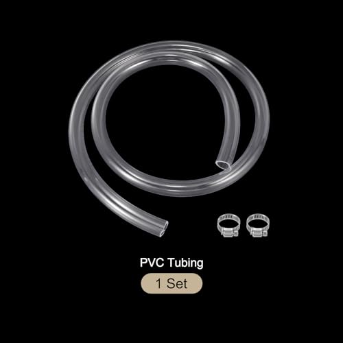 3/4" x 1" Clear Plastic PVC Tubing 5ft Flexible Vinyl Tube, [for Garden Irrigation, Water Hose, Fish Tank, Aquarium] - 19mm x 25.4mm / with 2Pcs Clamps - size: 3/4" x 1"