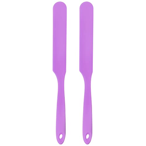 Generic 2Pcs Silicone Spatula Scraper 9.45" Reusable Non-Stick Flexible Spatulas for Epoxy Resin Liquid Paint Arts DIY Crafts, Purple