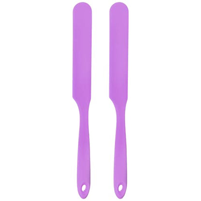 Generic 2Pcs Silicone Spatula Scraper 9.45" Reusable Non-Stick Flexible Spatulas for Epoxy Resin Liquid Paint Arts DIY Crafts, Purple