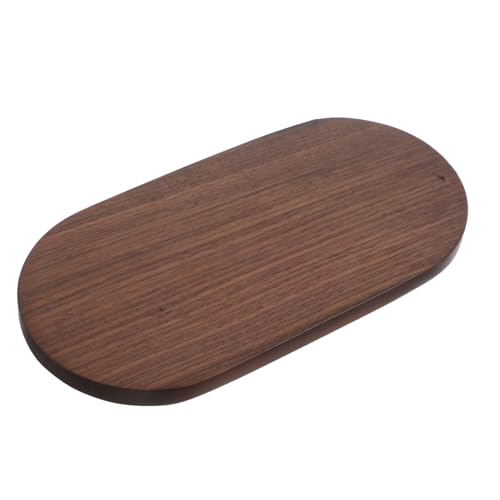 Oval Wood Display Base Walnut Solid Wood Riser for Vase Teapot Snack Plate Display Stand Home Décor Accent 9x18x1cm for Figures and Appetizer Plates