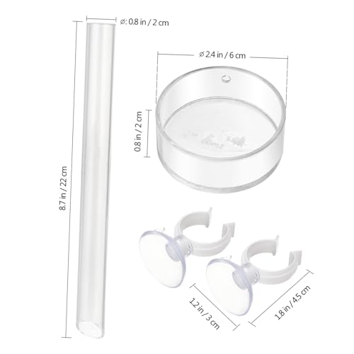 POPETPOP Shrimp and Dish with 2pcs Cups - Clear Acrylic Assembled Shrimp Feeder Tray for Fish Tank Aquarium Shrimp