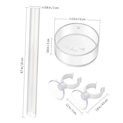 POPETPOP Shrimp and Dish with 2pcs Cups - Clear Acrylic Assembled Shrimp Feeder Tray for Fish Tank Aquarium Shrimp