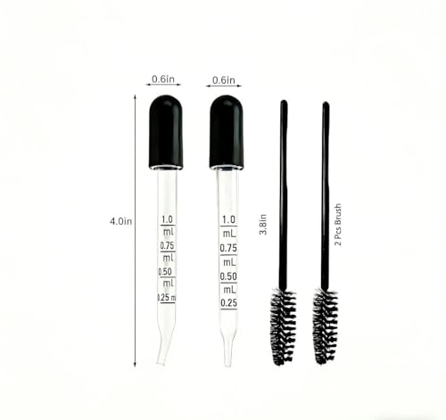 22-Piece Glass Dropper Set with 20 Droppers and 2 Cleaning Tools. 1ML Straight & Bent Tip Droppers for Medicine, Oils and Liquids, Applicable to Lab, Crafts, Ear, Eye Care and Liquid Transfer.