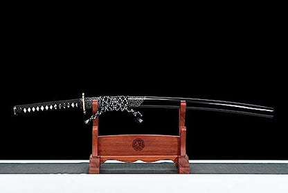 JIHPEN sword - Katana Sword with Scabbard - color: Black-Damascus