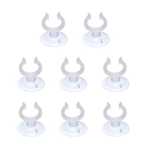 Aquarium Suction Cups, Fish Tank Suction Cups Clips Airline Tube Holders Clamps (Plastic, 8Pcs, Clear) for 0.8" Fish Tank Airline Tubing Binding Moss Shrimp Nest, 20x30MM