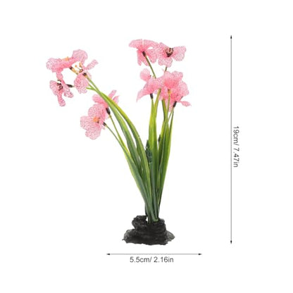 Didiseaon 2 Pcs Fish Tank Plants, Artificial Aquarium Flower Decor, Plastic Desktop Fake Plant Accessories for Betta Turtle Enclosure