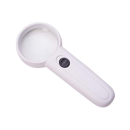 Othmro 1Pcs 5X Magnifying Glass with Light, Diameter 1.97inch LED Illuminated Handheld Magnifier, Round Read Loupe with Handle for Reading Jewelry Stamps Watches Repair White - color: A 5x 50mm