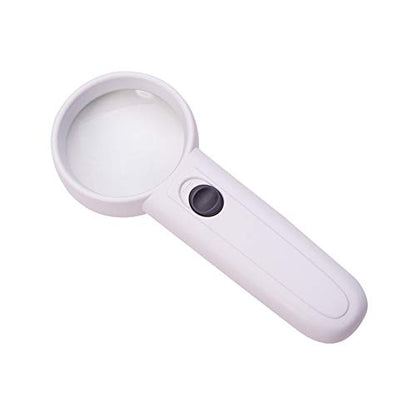 Othmro 1Pcs 5X Magnifying Glass with Light, Diameter 1.97inch LED Illuminated Handheld Magnifier, Round Read Loupe with Handle for Reading Jewelry Stamps Watches Repair White - color: A 5x 50mm