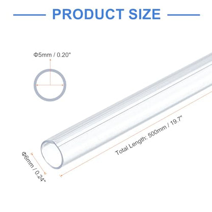 uxcell 10 Pcs Clear Plastic Rigid Tubing 5mm ID x 6mm OD, 0.5 Meters Length Round Polycarbonate Tubing for Aquarium Water Pipe, Water Cooling System, Plumbing - size: 5mm x 6mm