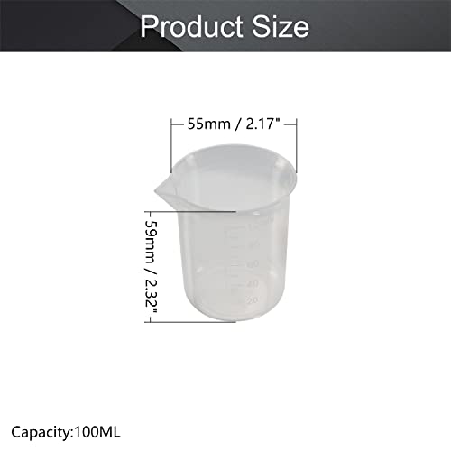 Othmro 2Pcs 3.38oz Measuring Cups 100ml PP Plastic Graduated Cups Plastic Graduated Beaker Clear Scale Cups Liquid Measuring Mixing Cups Graduated Plastic Measuring Cups for Lab Kitchen Transparent - color: 100ML 2PCS