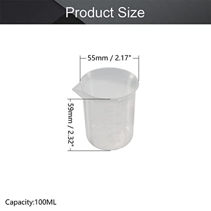Othmro 2Pcs 3.38oz Measuring Cups 100ml PP Plastic Graduated Cups Plastic Graduated Beaker Clear Scale Cups Liquid Measuring Mixing Cups Graduated Plastic Measuring Cups for Lab Kitchen Transparent - color: 100ML 2PCS