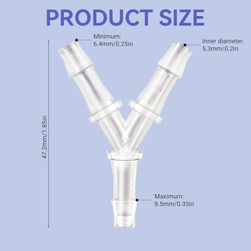 4 Pcs Aquarium Air Pump Connectors Y-Shaped Aquarium Air Valve 3 Way Airline Tubing Connector Plastic Barb Equal Y Tee 1/4'' Hose Connectors Anti-Shedding Fish Tank Tube Adapters Splitter