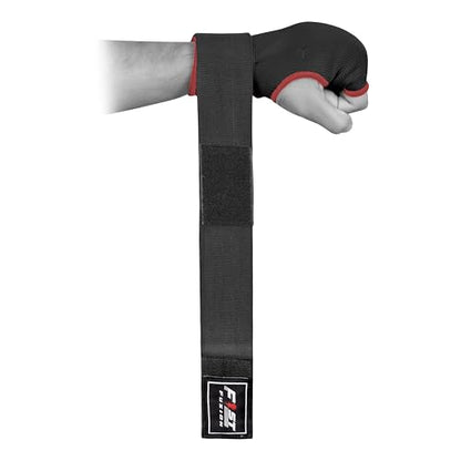 Boxing Inner Gloves Cotton Cloth Stretchable Gel Padded Kickboxing MMA Training Gloves Long Wrist Support Gloves - color: Black, size: Large/XL