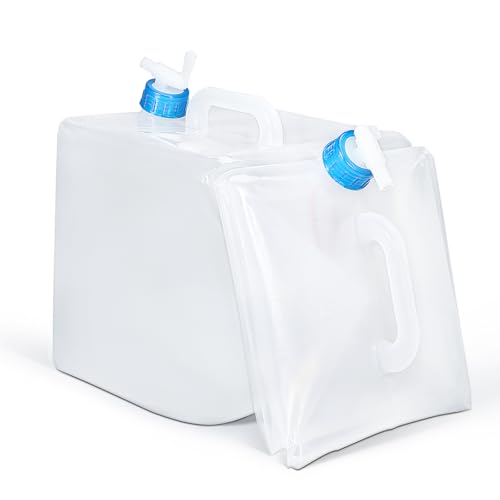 2 Pack Collapsible Water Container with Spigot, Foldable Cube Water Jugs Portable Water Storage for Outdoors Camping Hiking Disaster Preparedness & Survival Gear 1.4/2.6/4/5.3 Gallon