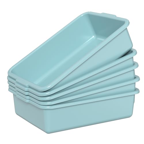 8 L Plastic Bus Tubs, Plastic Commercial Bus Boxes, Mint Green, 5 Packs