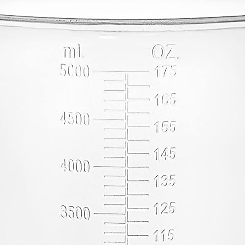 5 Liter Measuring Pitcher | 1.3 Gallon Shatterproof Plastic Large Graduated Mixing Pitchers, 1 to 2 Gallons (5L, 5000ml) - size: 5000ml (Single)