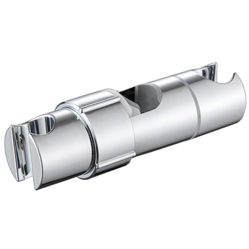 Shower Head Holder for Slide Bar 16-27mm Double Slot Adjustable Hand Shower Bracket for Slide Bar Slider Clamp Bathroom Replacement 360 Degree Rotating Bidet Sprayer Holder, ABS Chrome
