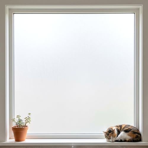 White Frosted Privacy Window Film, Static Cling, Heat Control, Anti UV, 35'' x 78.7''