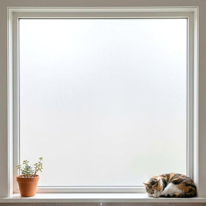 White Frosted Privacy Window Film, Static Cling, Heat Control, Anti UV, 35'' x 78.7''