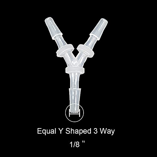 1/8" Hose Barb Fitting Equal Barbed Y Shaped 3 Way plastic Tubing Joint Splicer Mender Adapter Union for Oxygen Tubing Pipe Household Fuel Gas Liquid Air (Pack of 4)