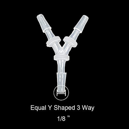 1/8" Hose Barb Fitting Equal Barbed Y Shaped 3 Way plastic Tubing Joint Splicer Mender Adapter Union for Oxygen Tubing Pipe Household Fuel Gas Liquid Air (Pack of 4)