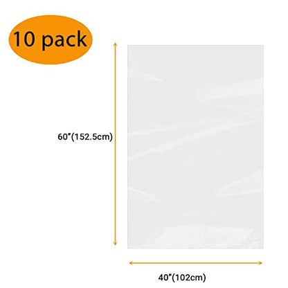 10 Count 40x60 inches large Clear Plastic Bag Giant Storage Bags Furniture Cover Plastic Bag for Moving Protection and Long Term Storage, Large Items Dustproof, Moistureproof (2 Mil) - size: 40x60"(10 Count)