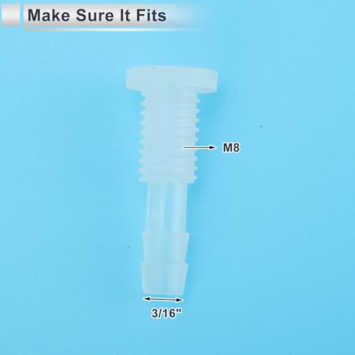 1 Set Plastic Hose Barb Fitting 3/16" Hose ID Barb M8 Male Thread Thru-Bulk Bulkhead Fittings Clear PP