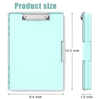 Hongri Clipboard with Storage, Blue 8.5 x 11 Clip Board, Dual Compartmen - color: Lake Blue