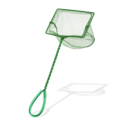 Aquarium Fish Net Small Betta Fish Tank Cleaning Net Sludge Food Residue Wastes Skimmer with Soft Fine Mesh and Braided Matal Handle for Small Ponds and Pools(5 inch) - size: 5 inch