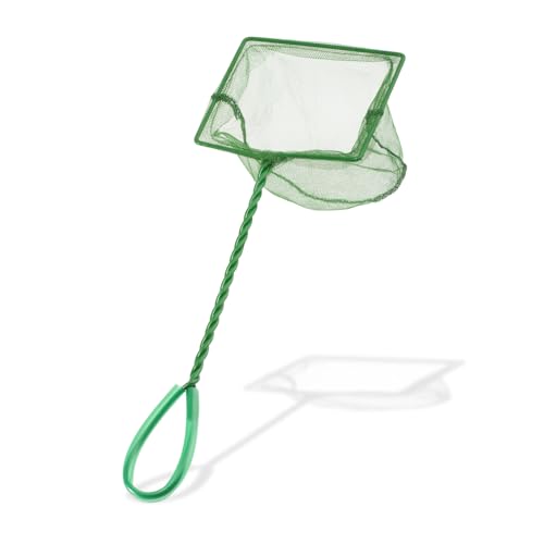 Aquarium Fish Net Small Betta Fish Tank Cleaning Net Sludge Food Residue Wastes Skimmer with Soft Fine Mesh and Braided Matal Handle for Small Ponds and Pools(5 inch) - size: 5 inch