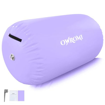 Inflatable Gymnastics Air Mat Tumble Track with Gymnastics Air Barrel - Inflatable Air Spot Tumbler Backbend Trainer Air Roller Tumbling Mat with Electric Pump - color: Light Purple - No Pump, size: 24 * 31.5in