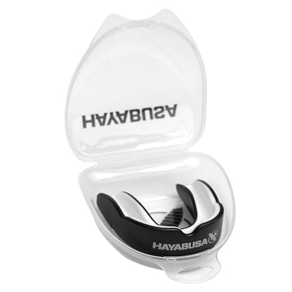 Hayabusa Combat Sports Mouth Guard Youth, Kids and Adult Sizes Comes with Case - Black/White, Adult - color: Black/White, size: Adult