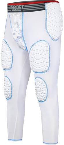 Exxact Sports Combat 7-Pad 3/4 Men's Padded Compression Leggings - color: White, size: Adult Medium