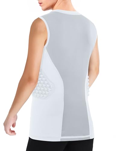 Roadbox Youth Baseball Chest Protector Padded Compression Shirt Heart Guard - color: 04 White+Gray, size: Large