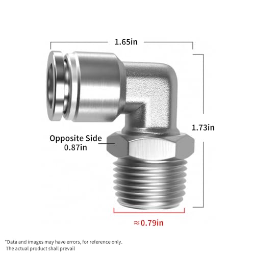 PNEUMATIC 304 Stainless Steel Male Elbow 1/2 Inch Tube OD x 1/2 Inch NPT Thread 90 Push to Connect Tube Fitting (Pack of 2) - size: 1/2"OD x 1/2"NPT