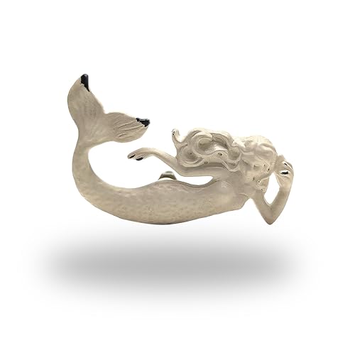 Mermaid Metal Drawer Pull Knob – Coastal Beach Home Decor, Nautical Decorative Cabinet Hardware for Kitchen, Dresser, and Coastal Rooms – Unique Nautical Cabinet Knobs – White, Set of 1